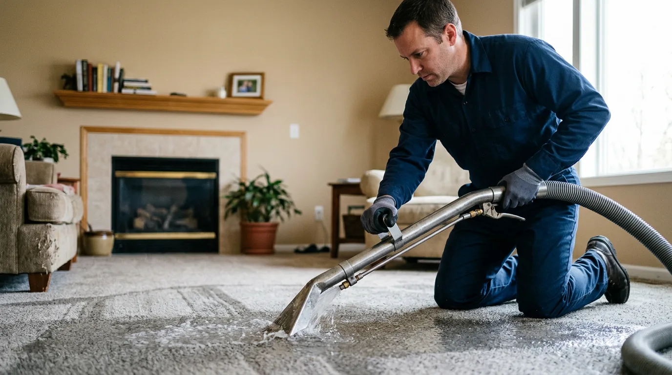 Water damage restoration technician working near Pawcatuck, CT